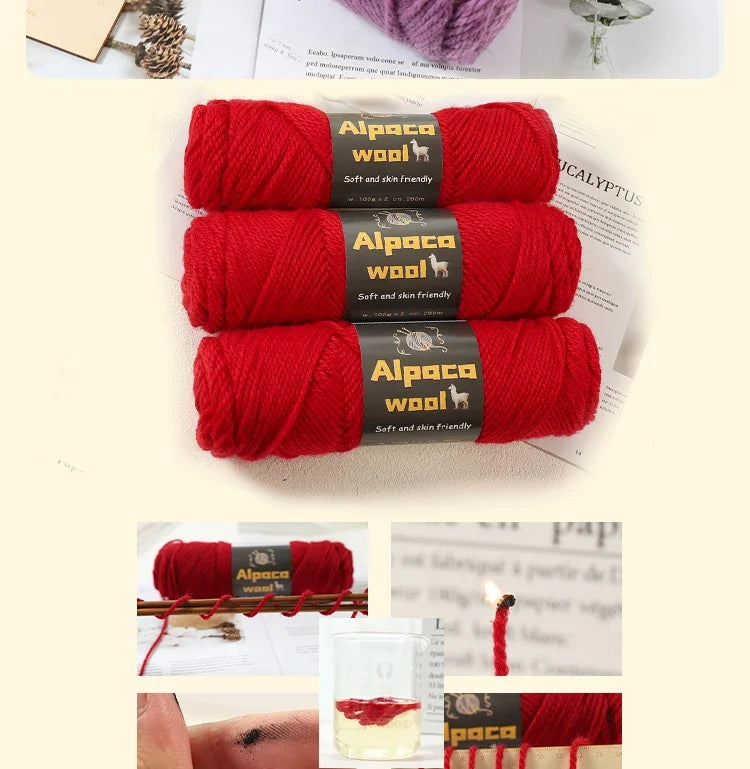 500g Alpaca Wool 245 Chunky Knitting Yarn Multi-Color Autumn and Winter Fashionable Gift for Men and Women DIY Knitting Material Kit for Warm Sweaters, Coats, Scarves, Hats, Gloves, Leg Warmers, Knee Pads Yarn Balls 5Pcs/Pack