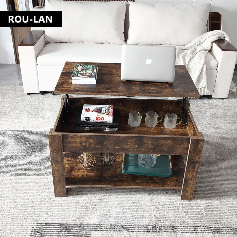 Small Modern Coffee Tables with Storage for Living Room Wood Lift Top Center Table Farmhouse