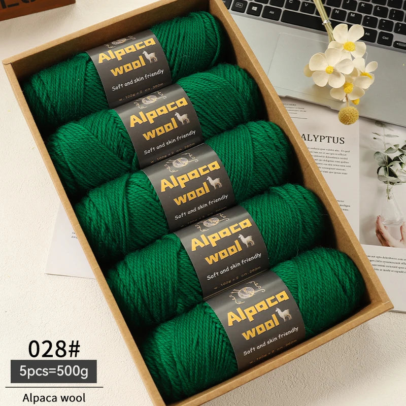 500g Alpaca Wool 245 Chunky Knitting Yarn Multi-Color Autumn and Winter Fashionable Gift for Men and Women DIY Knitting Material Kit for Warm Sweaters, Coats, Scarves, Hats, Gloves, Leg Warmers, Knee Pads Yarn Balls 5Pcs/Pack