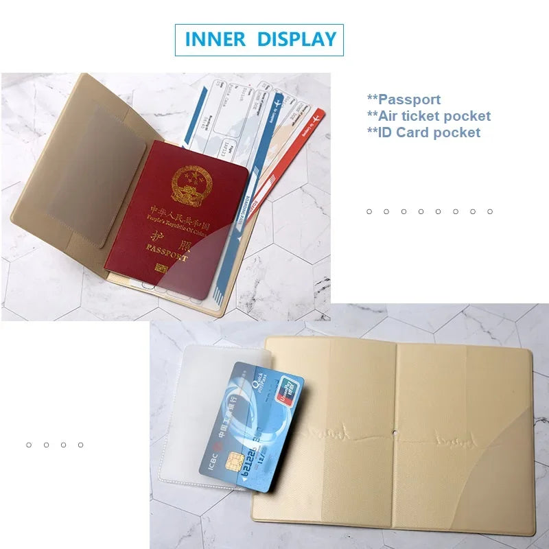 Fashion Emboss Women's Passport Cover Print Girls Boys ID Card Holder Travel Ticket Passport Case Drop Shipping
