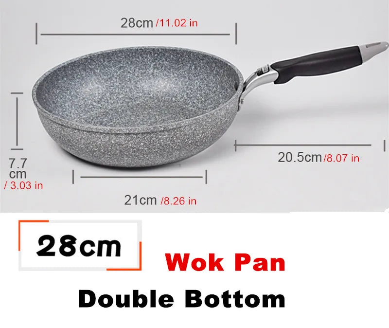 28cm Durable Non-Stick Wok Frying Pan Ceramic Pot Home Steak Skillet Pancake Fried Induction Cooker Gas Stove Special Saucepan