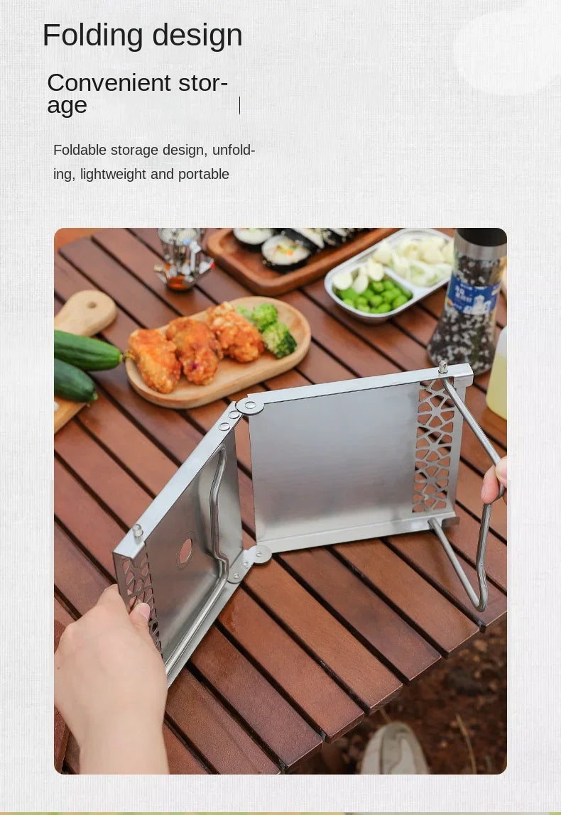 Outdoor Furnace Head Folding Table Camping Accessories Stainless Steel Portable Tea Table Multi Purpose Splicing Barbecue Table