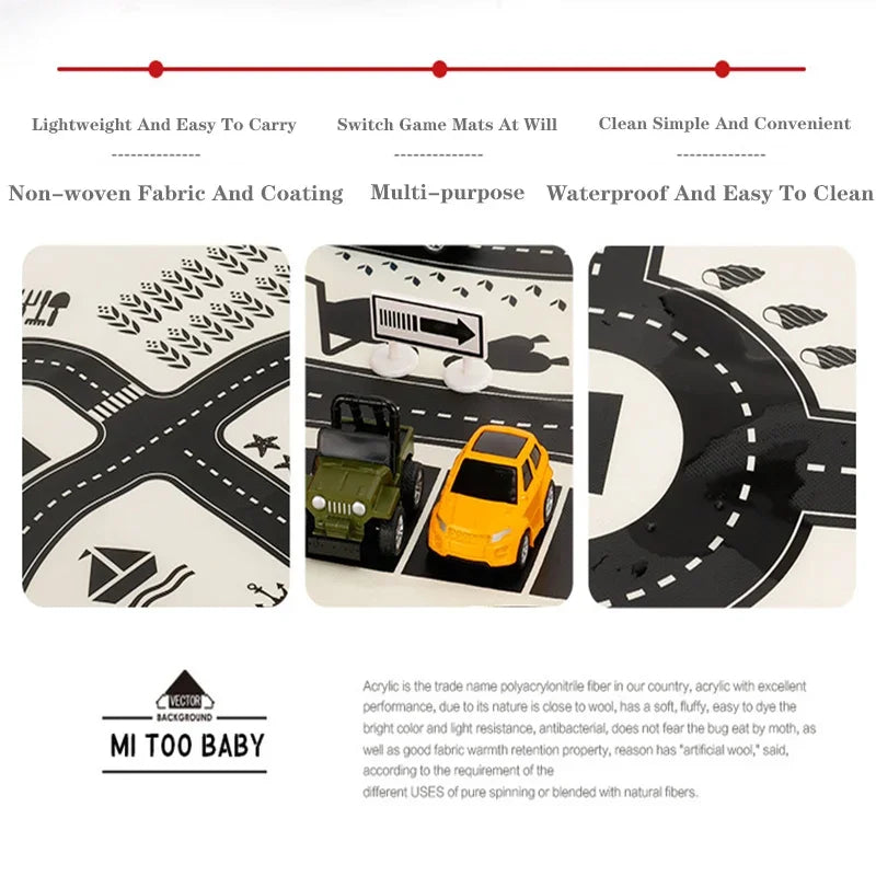 83*58cm/130*100cm Road Mat Children Traffic Car Map Educational Toy Road Plastic Carpet Playmat For Mats City Kids Toys Games