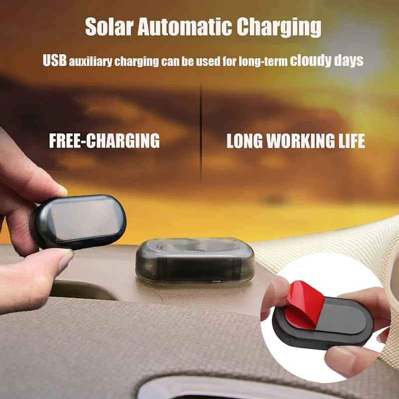 1/2Pcs Car Fake Security Light Solar Powered Simulated Dummy Alarm Wireless Warning Lamp LED Flashing Anti Theft Caution Lamp
