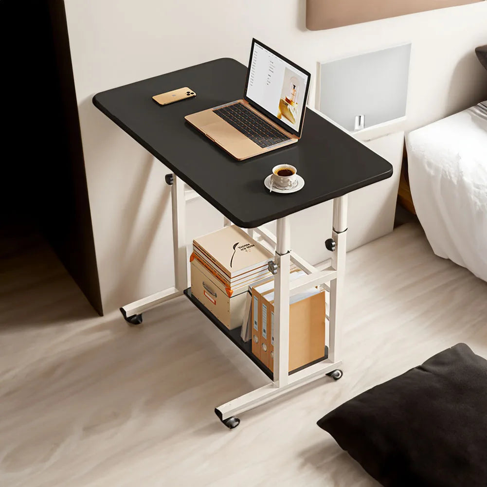 Bedroom Dormitory Movable Bedside Laptop Table Height Adjustable Bedside Table With Wheels Desk Tray Table