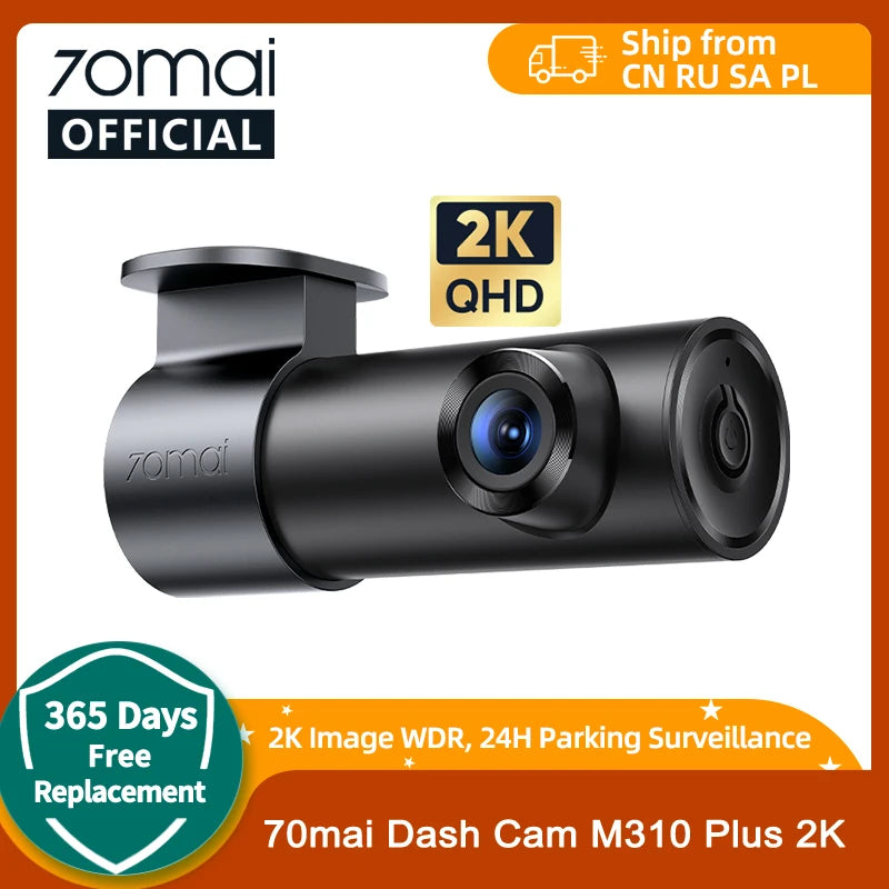 70mai Dash Cam M310 Plus 2K 1440P 143°FOV F1.55 Smart Voice Control 24H Parking Guard Night Vision 70mai M310 Plus 2K Car DVR