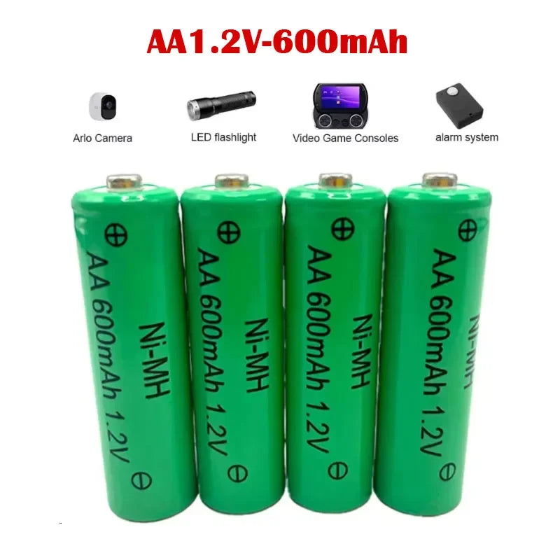 1.2V AA 600mAh Ni-MH Rechargeable Battery High Capacity Cell for Solar Garden Lights, Clock, Electric Shaver, Mouse