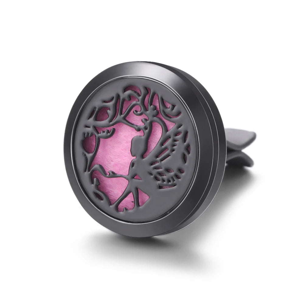 New Car Air Freshener Diffuser Clip Black Hollow Pattern Aromatherapy Lockets Essential Oil Perfume Pendant Car Ornaments Gift