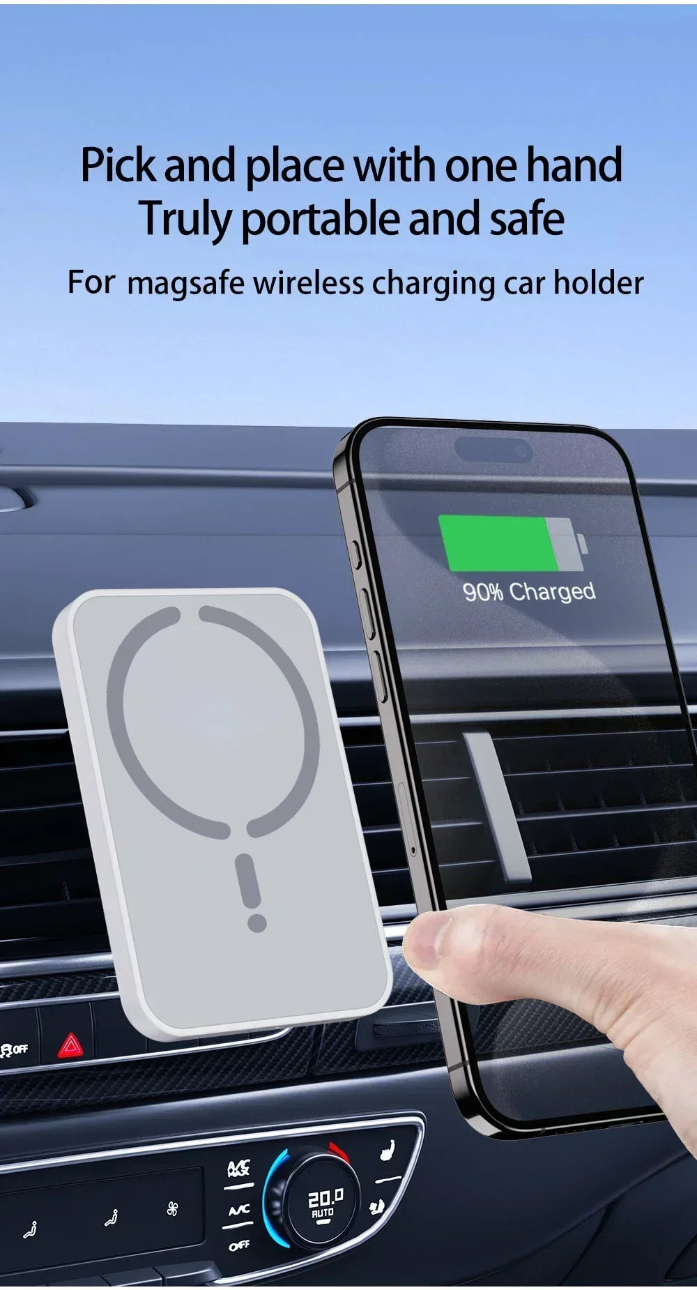 Car Air Vent Magnetic GPS Phone Holder Stand Wireless Charger For Magsafe iPhone 17 16 15 14 13 12 Pro Max Cell Fast Charging