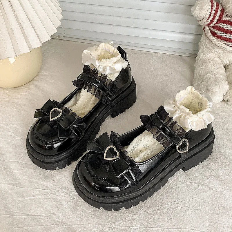 2025 Summer New School Girl JK Loafer Pumps Platform Shoes Japanese Style Lolita Y2K Kawaii Jirai Kei Fashion