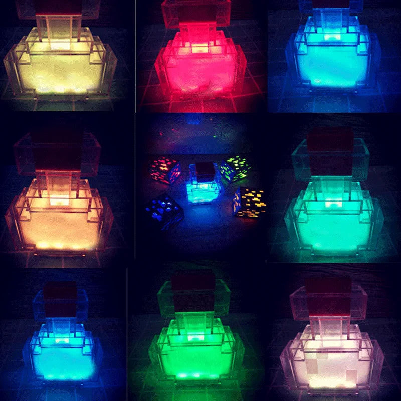 Rechargeable Night Light 7 Color Liquid Medicine Bottle Pixel Wind Peripheral Design Game Toy Bedroom Decoration Lamp Kids Gifts