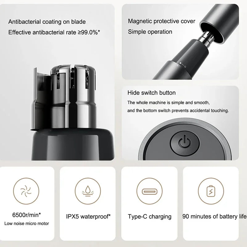 Xiaomi Mijia Electric Nose Hair Trimmer Portable Rechargeable Nose Ears Hair Eyebrow Painless Trimmer for Men Women