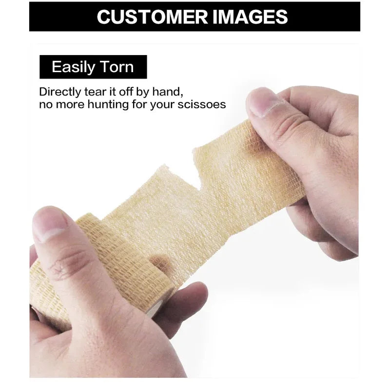 6/10/12pcs First Aid Self Adhesive Cohesive Elasticity Bandages Sports Tape For Wrist Ankle Sprains & Swelling Tattoo Cover