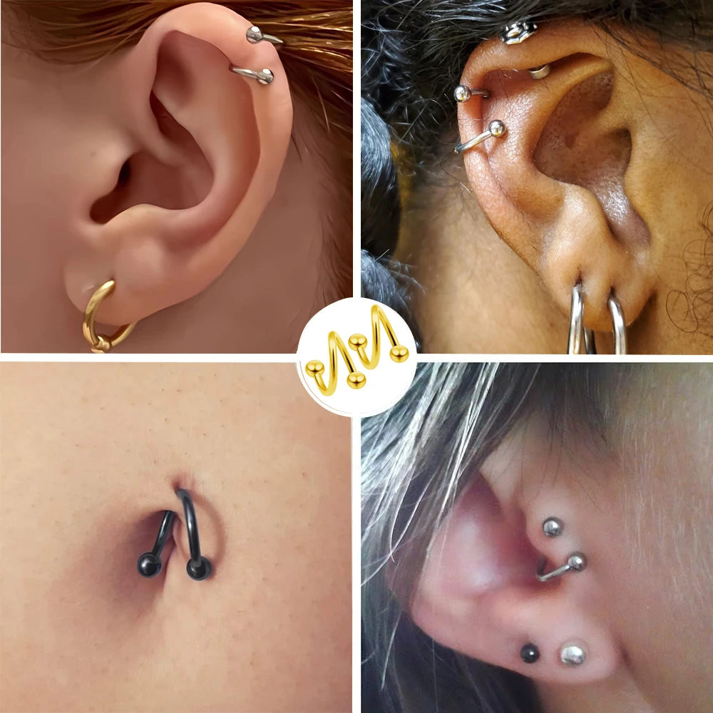Women's Spiral Earrings Piercing Jewelry Multi-Use Body Jewelry - Lips Nose Septum Tragus Rook Labret Cartilage Hoop Rings Gift