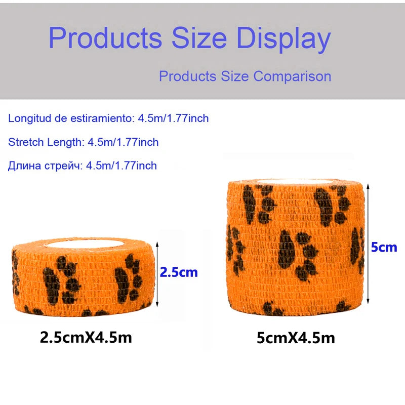 Animal Pattern Printed Self Adhesive Elastic Bandage 4.5m Sports Wrap Tape for Finger Joint Knee First Aid Kit Pet Tape