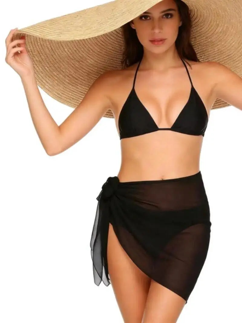Women Chiffon Short Sarong Swimsuit Coverups Beach Bikini Wrap Sheer Short Skirt Chiffon Scarf Bathing Suit Cover Ups Swimwear