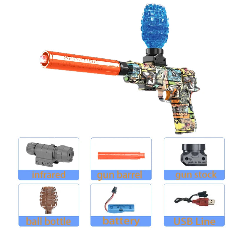 Kids Outdoor Toy Electric Blaster Gun Shooting Bullet Pistols Summer Play Water Shooting Interactive Party Game Children Adult