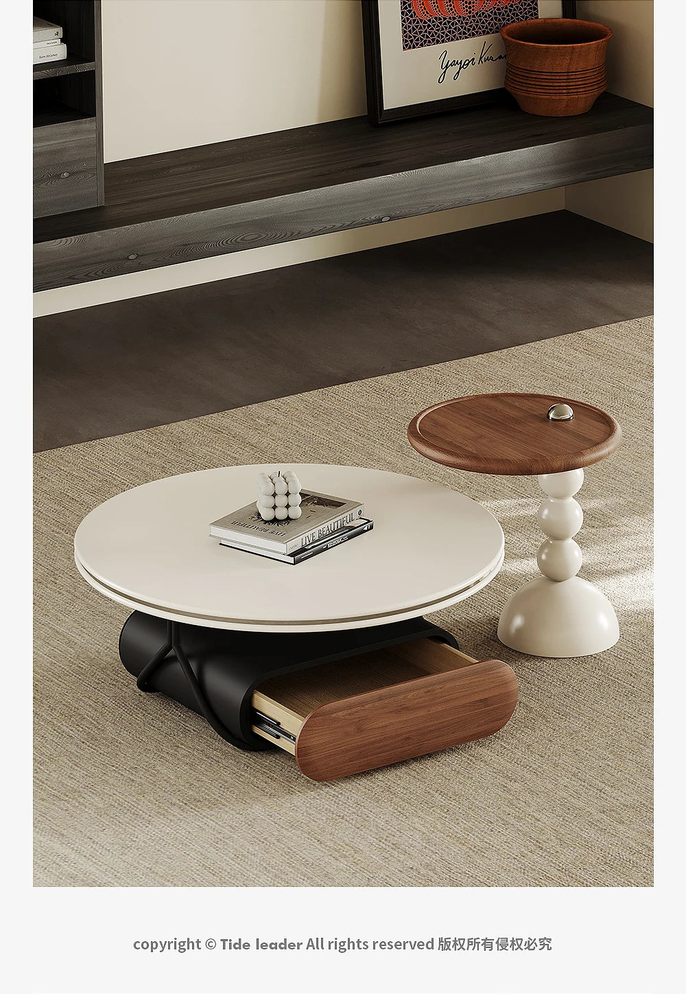 Round Luxury Coffee Table Corner Designer Cool Minimalist Tables Books Premium Mesas De Centro Para Sala Home Furniture