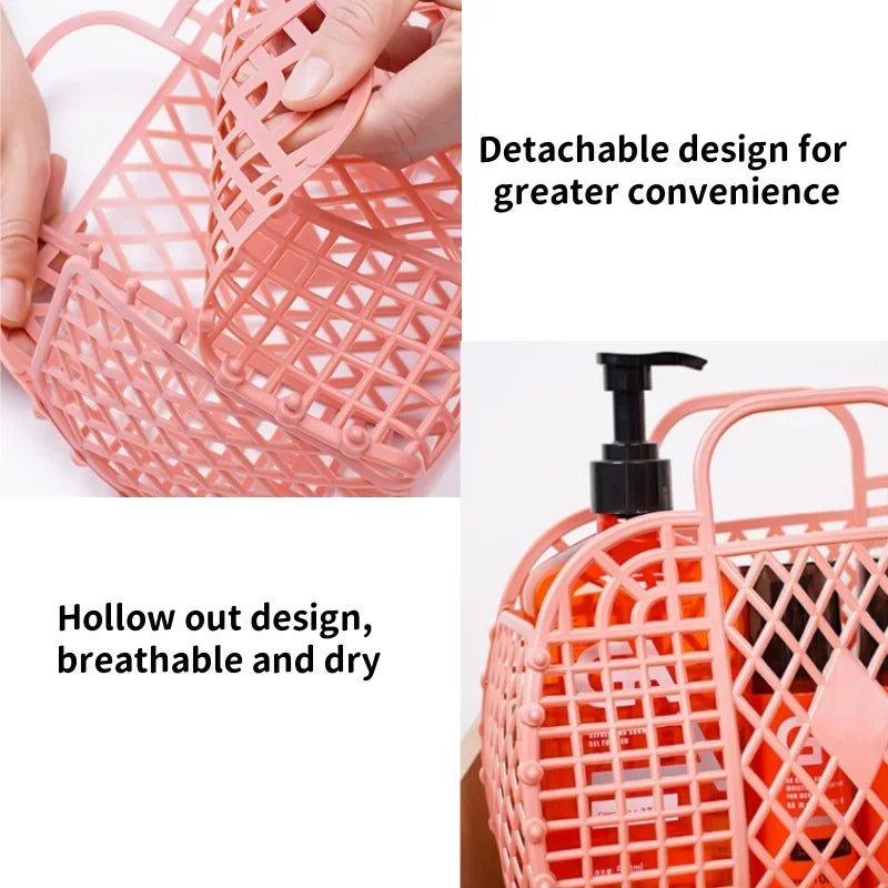 Detachable Shower Plastic Bath Bathroom Hollow Wash Storage Shopping Basket Home Storage Organization
