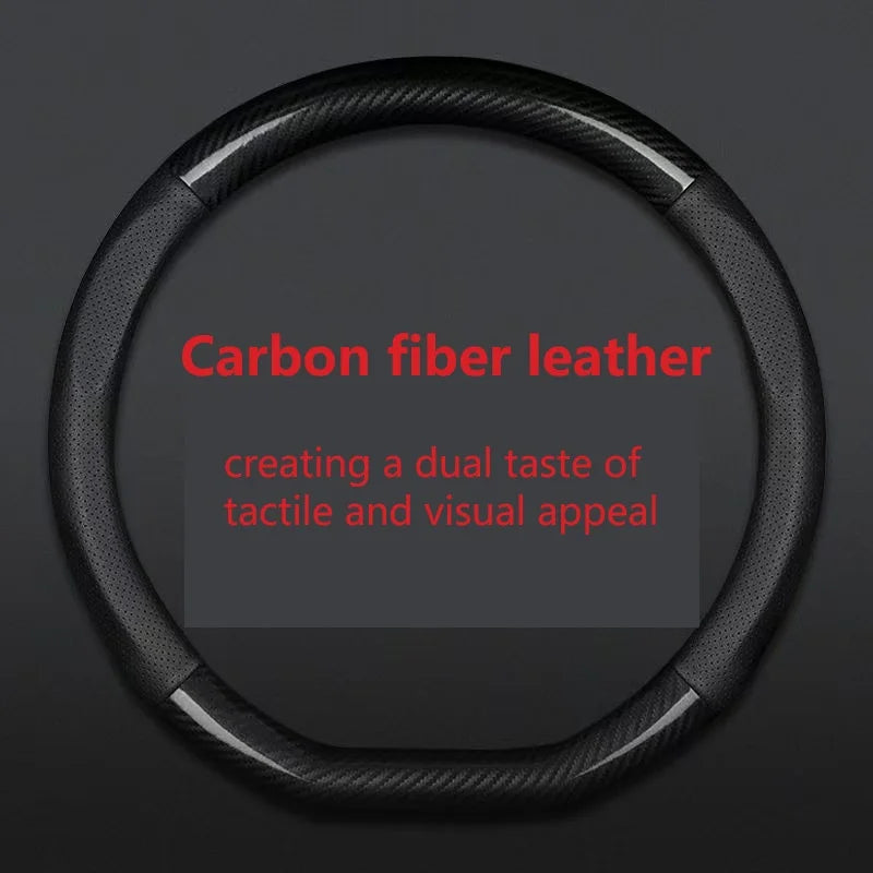 Carbon fiber car steering wheel cover, breathable and sporty, all season universal anti slip and wear-resistant handle cover