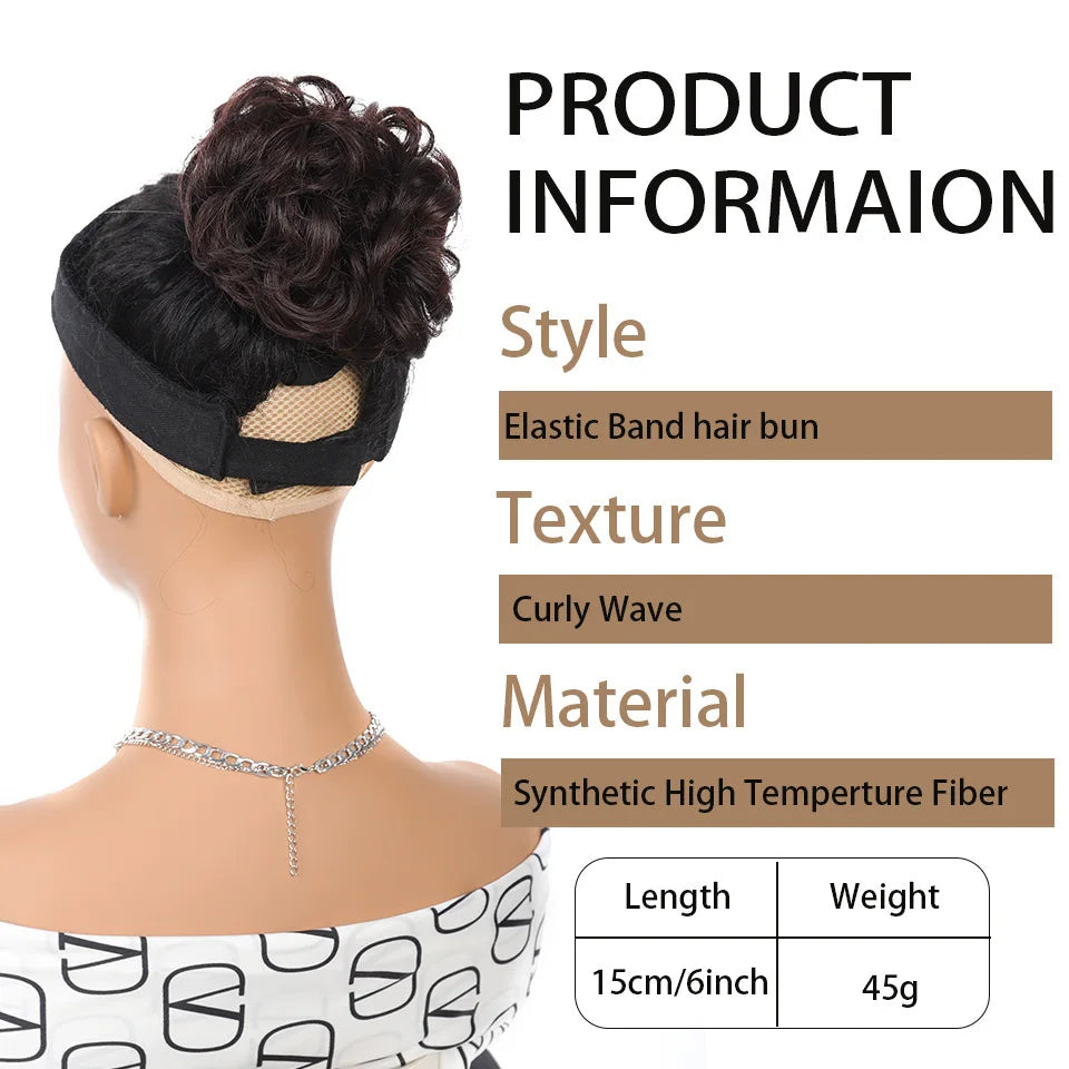 6 Inch Claw Clip Messy Bun Wig Curly Wavy Synthetic Hair Extensions for Women for Updo Hairstyles Halloween and Christmas
