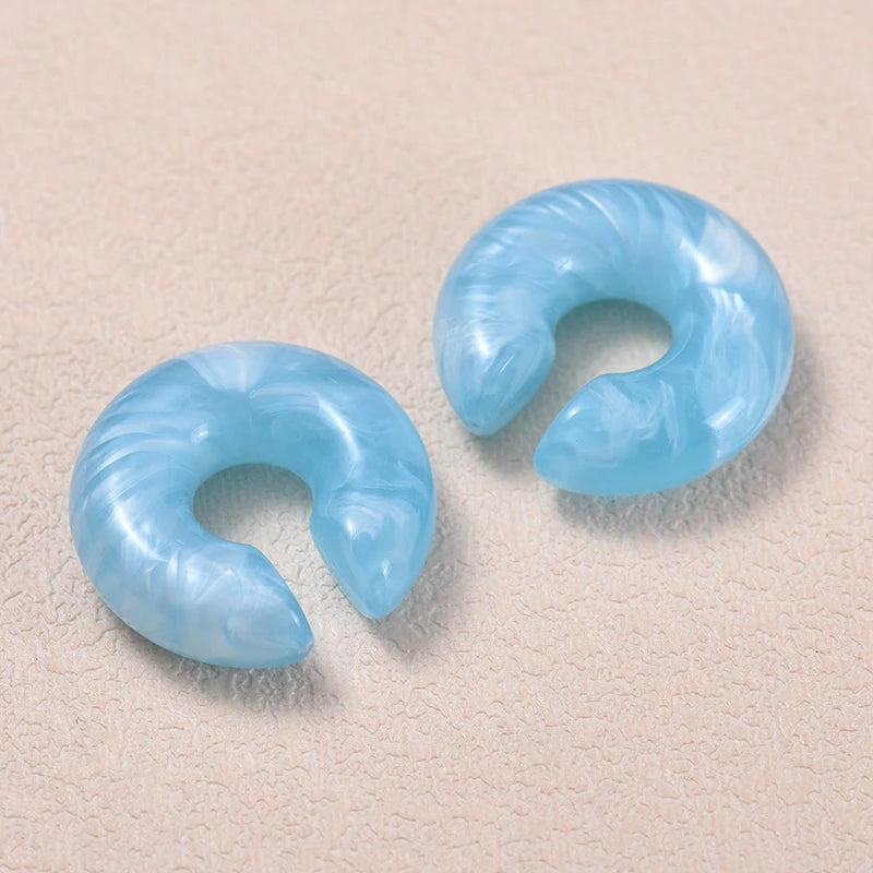 1 Pair Simple Smooth Circle Round Ear Clip On Earrings For Women C Shape Resin Without Piercing Fake Cartilage Ear Cuff Jewelry