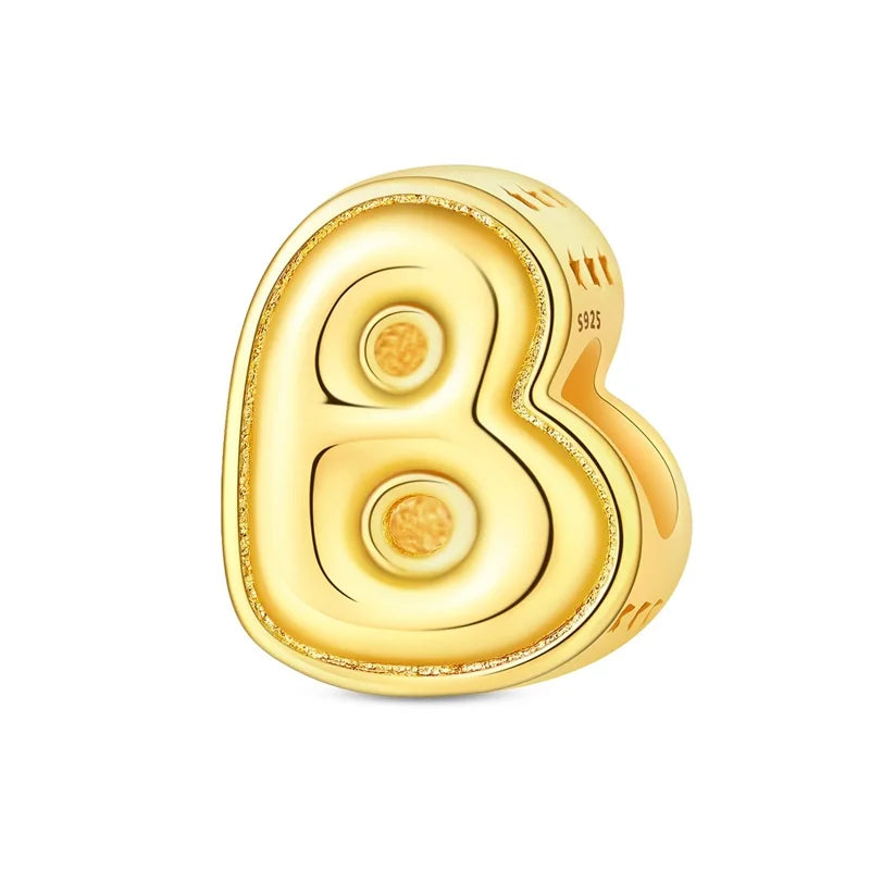 New Hot Sales 925 Sterling Silver 26 Golden Letters Charms Bead Fit Original Bracelet DIY Women Birthday Jewelry Gifts