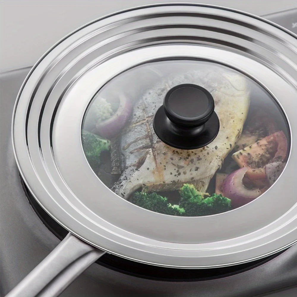 Stainless Steel Universal Lid For Pot And Pan Skillet Lid Pot Cover Fit 8.66-11.Inch Cookware Frying Pan Cover Pan Lid With Knob