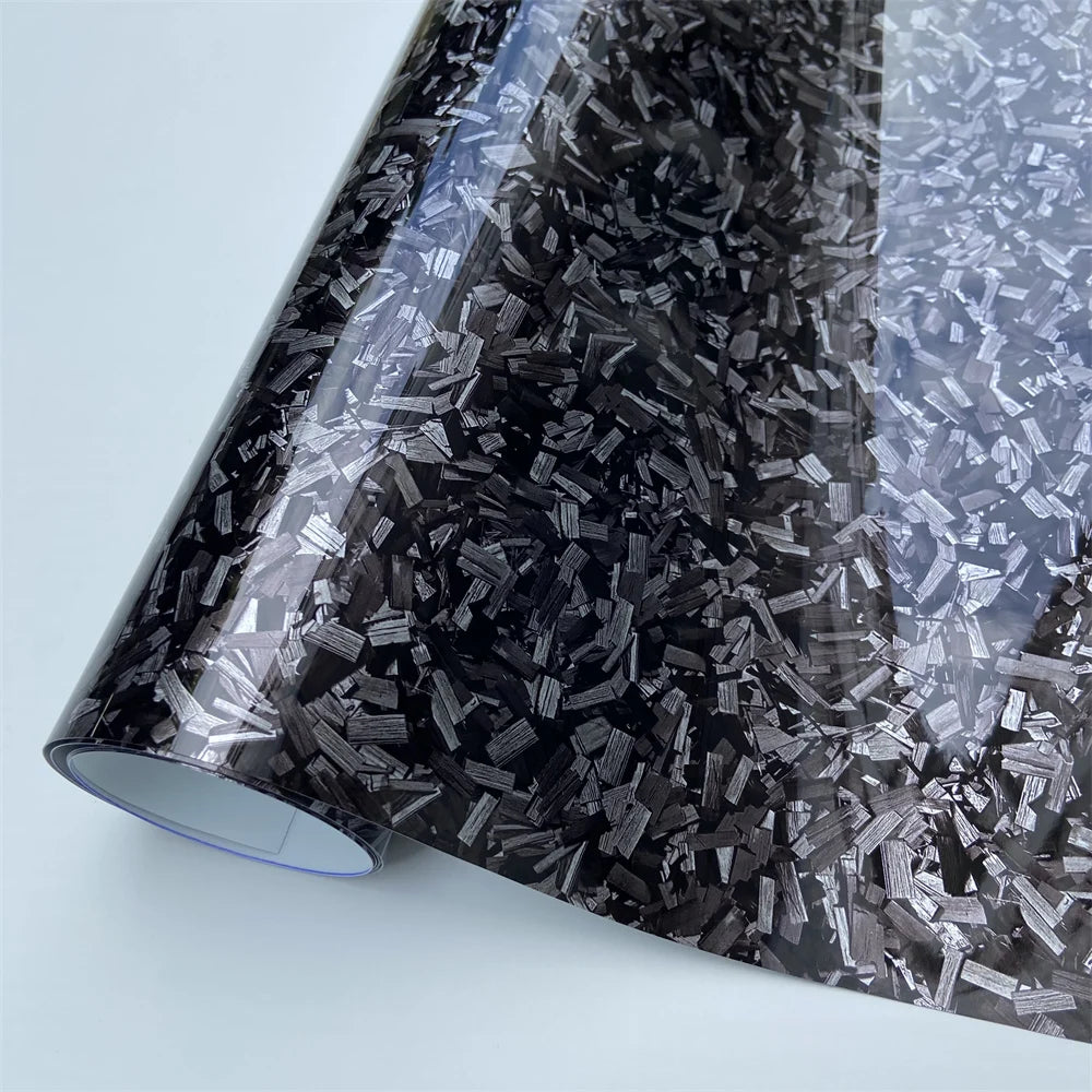 Glossy Laser Forged Carbon Fiber Vinyl Wrap Self-Adhesive Car Sticker Waterproof for Automotive Styling Interior Decoration Film