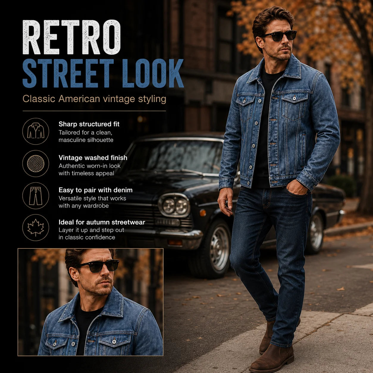Men's Motorcycle Leather Jacket Light Blue Ami Khaki Retro Graphite Distressed Denim Genuine Leather Jacket Slim Short Jacket