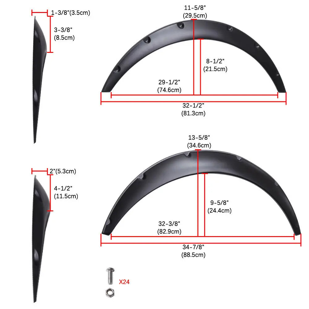 4Pcs 2 Size Universal Flexible Car Mudguards Mud Splash Guards Mud Flaps Fender Flares Extra Wide Body Wheel Arches