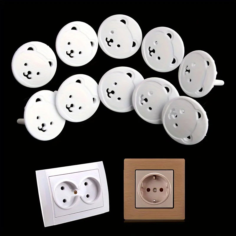 20-Pack European Standard Bear-Shaped Safety Socket Covers Korean Style Child Anti-Electric Shock Home Security Plug Protectors