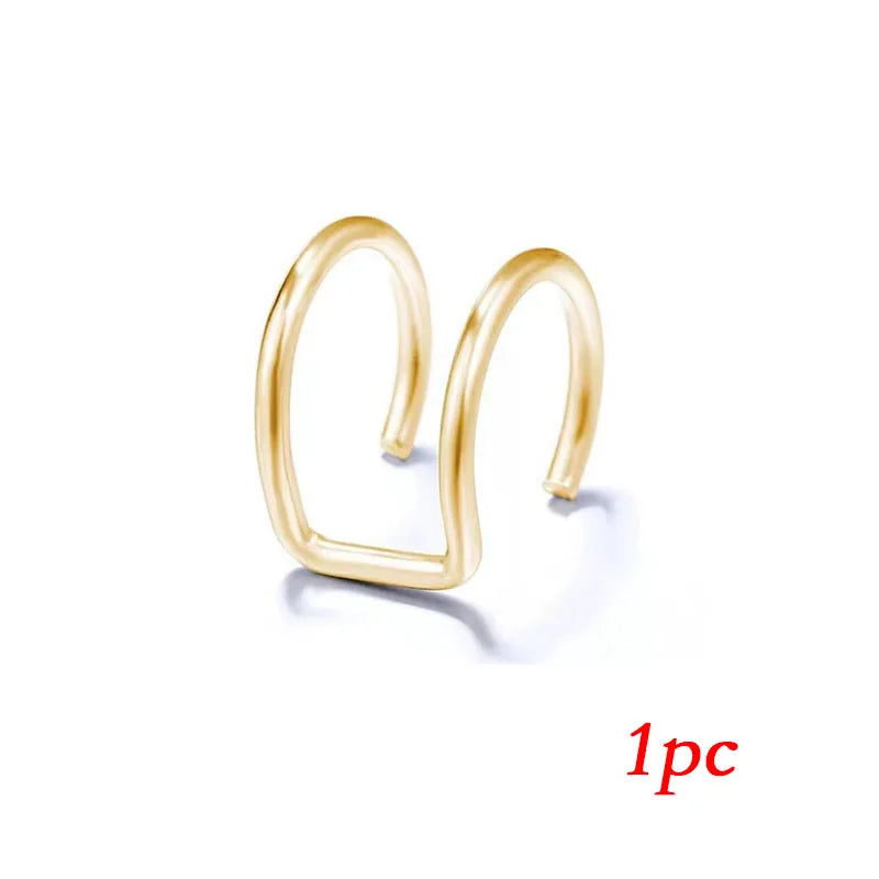 New Fashion Zircon Double-layer Ear Cuff No Piercing Earring 2023 Trendy Punk Unique Metal Geometric Ear Clip for Women Jewelry