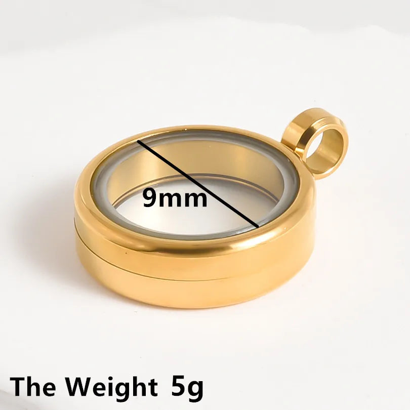 1Pc Stainless Steel Round Reliquary Photo Coin Holder Locket Pendant Openable Glass Cremation Urn Relicario Colgantes Jewelry