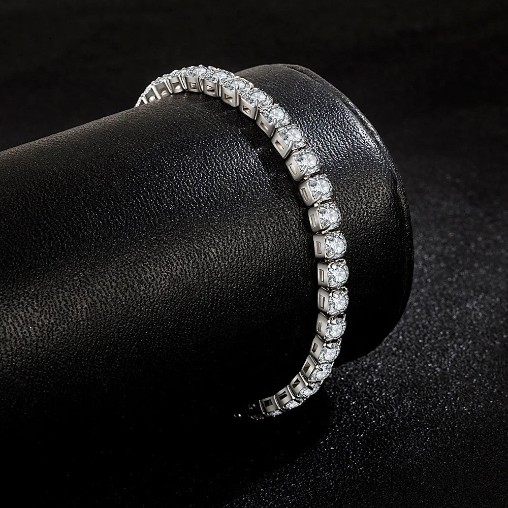 S925 Sterling Silver Bracelet Zirconia Tennis Ball Women Fashion Simple Engagement Wedding Charm Jewelry 4mm 16-20cm