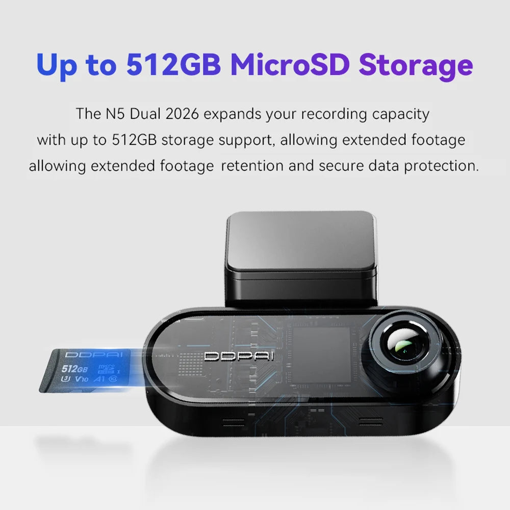 DDPAI N5 Dual 4K HDR Dash Cam Front Rear AI NightVIS Camera WiFi 6 GPS ADAS Voice Control 24H Parking Mode Car DVR