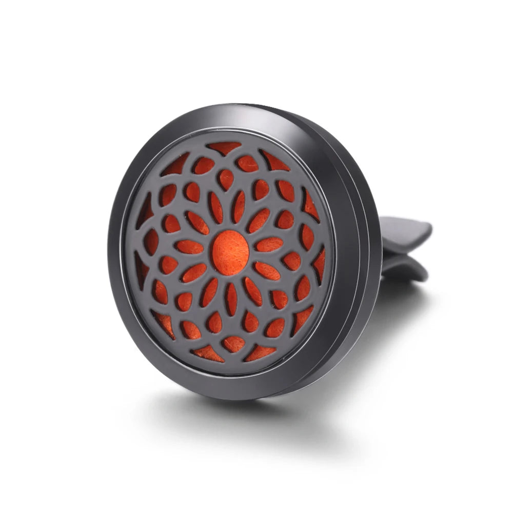 New Car Air Freshener Diffuser Clip Black Hollow Pattern Aromatherapy Lockets Essential Oil Perfume Pendant Car Ornaments Gift