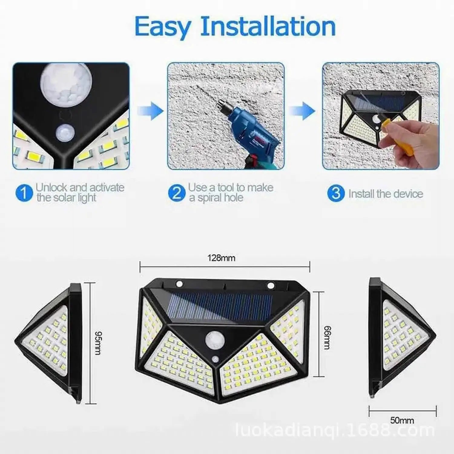 100 LED Outdoor Solar Lamp Outdoor Garden Decoration Solar LED Light Waterproof Sunlight Powered Spotlight with Motion Sensor