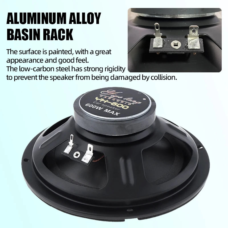 1PC 6.5 inch 600W Car Audio Accessory Coaxial Speaker Audio Tiltable Speaker Full Frequency Universal HiFi Car Stereo Subwoofer