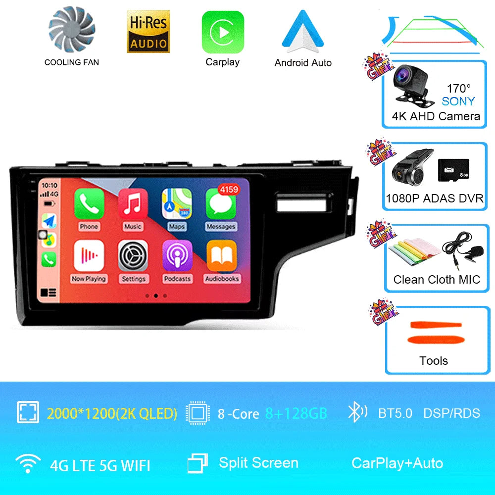 2K Screen Android 16 Carplay Multimedia Radio Player for HONDA FIT JAZZ 2014-2020 DSP 2din Autoradio Stereo Head Unit