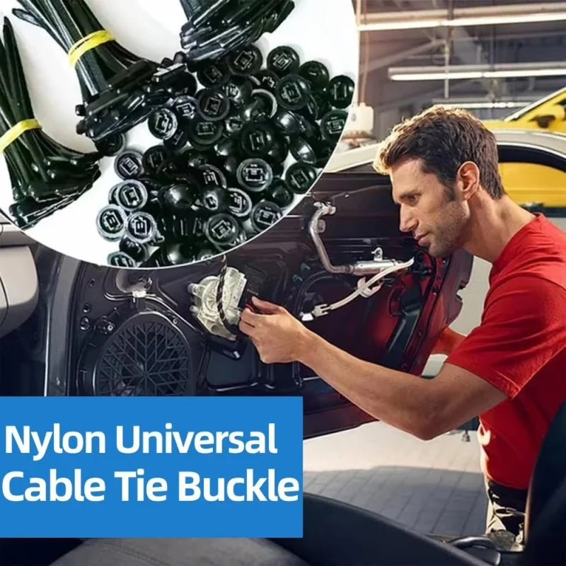 Universal Nylon Cable Tie Buckle Auto Fastener Screw Replacement Clip Car Fender Trunk Engine Guard Panel Wire Management Secure