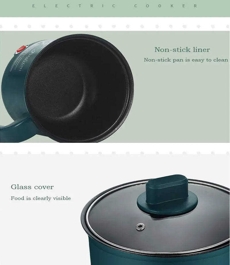 Mini Electric Cooker For Home Kitchen 2 People Food Noodle Single/Double Layer Multifunction Non-stick Pan steam Cooking Machine