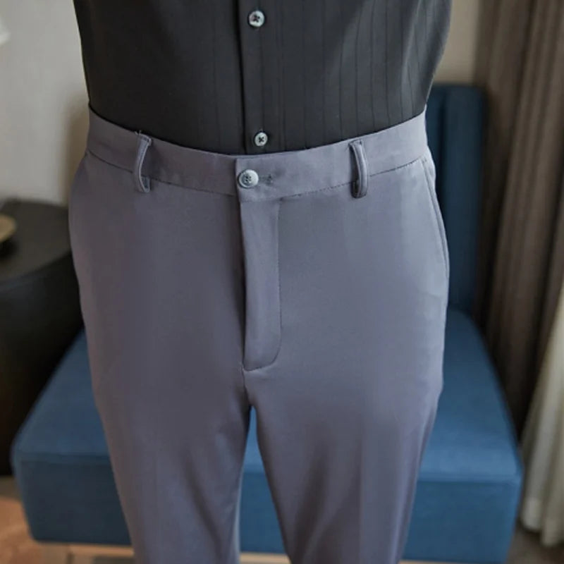 29-42 Men's Summer Pants Thin Straight Stretch Casual Pants with No Trace No Ironing Fabric Silky and Cool Feeling