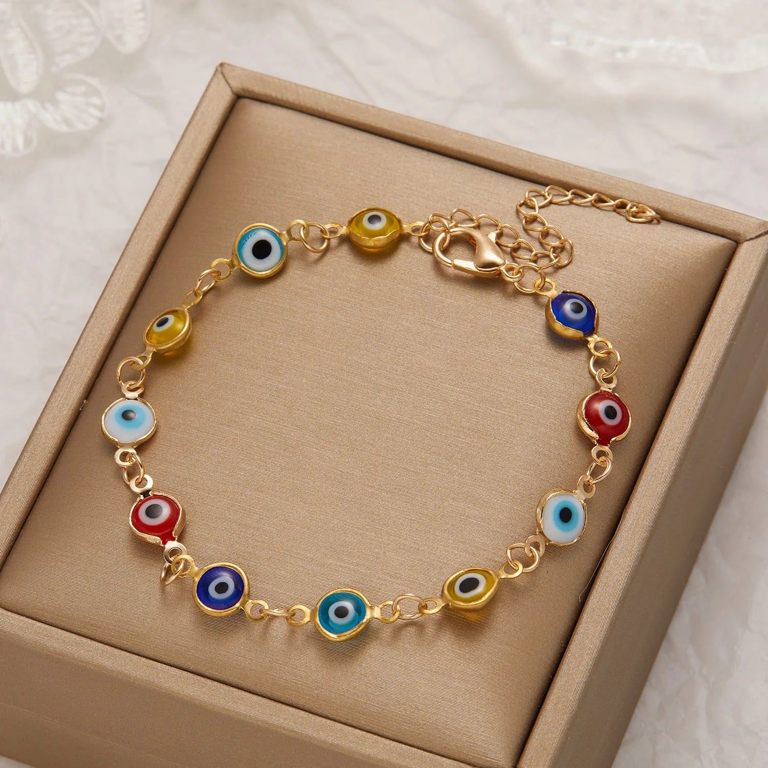 Clearance_Lucky Turkey Evil Eye Bracelet For Women Men Colorful Red Blue Eye Adjustable Metal Chain Bangles Good Luck Wealth Jew