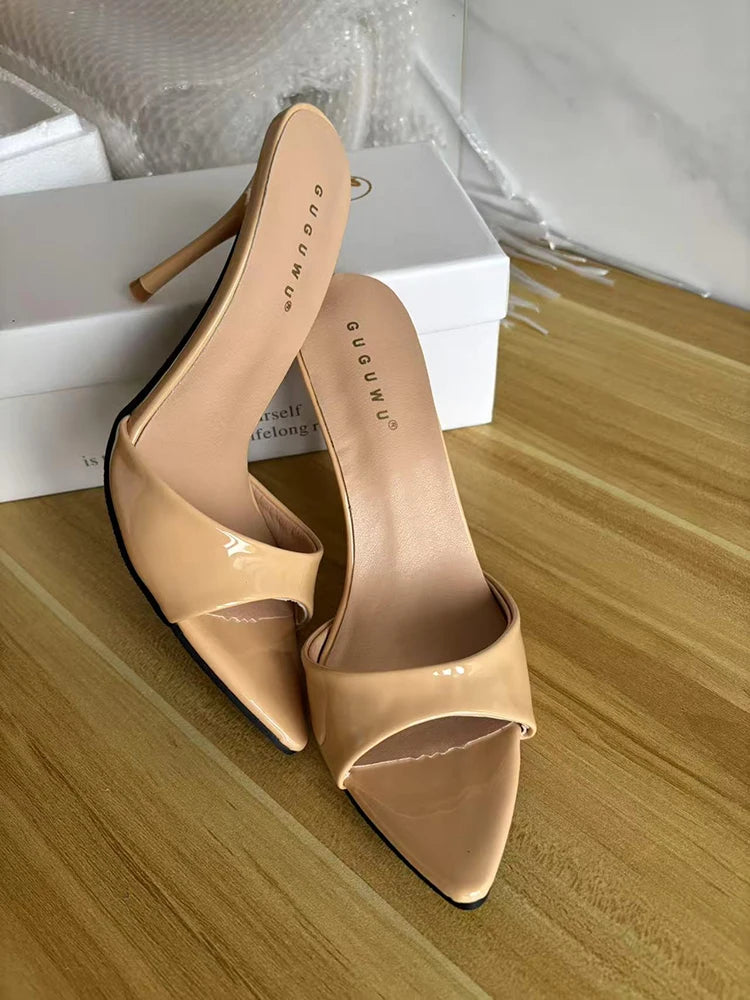 Nightclub Fashion Thin High Heel Summer Women Slippers Fashion Peep Toe Dress Slides Ladies Sexy Stripper Party Sandals
