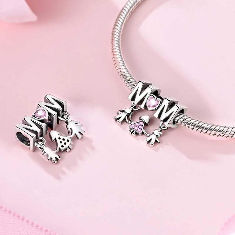 MULA Pink 925 Sterling Silver Charms Pendant Perfume Dreamcatcher Heart Love Beaded Fit Original Bracelet Women DIY Jewelry Gift