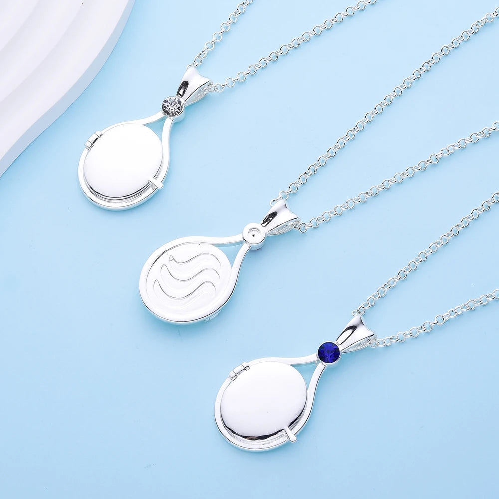 H2O Locket Pendant Necklace Mermaid Silver Color with Crystal Just Add Water Necklaces TV Movies Jewelry for Women Girls