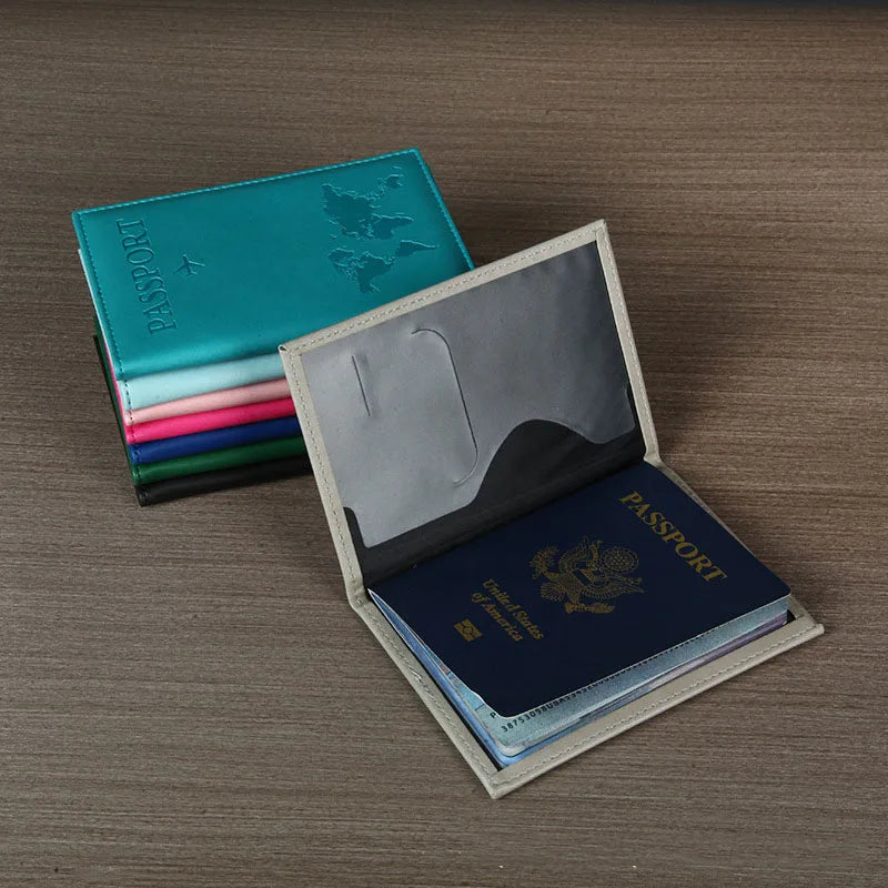 Lover The World Map Passport Cover Hot Stamping Simple Plane Women Men Travel Passport  Case Holder Fashion Wedding Gift