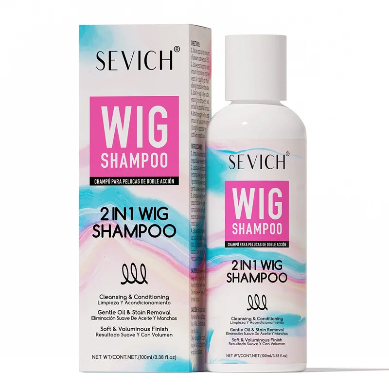 SEVICH 2-IN-1 Wig Shampoo 100ml Human and Synthetic Wig Deep Cleansing Moisturizing Shine 2 in 1 Shampoo Professional Wig Care
