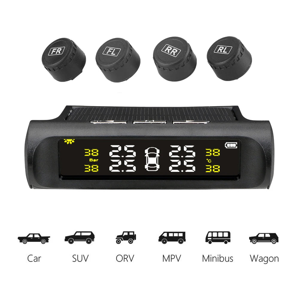 Car Tire Pressure Monitoring System Car Tyre Pressure Monitor Tyre Pressure Alarm 4 External Sensors